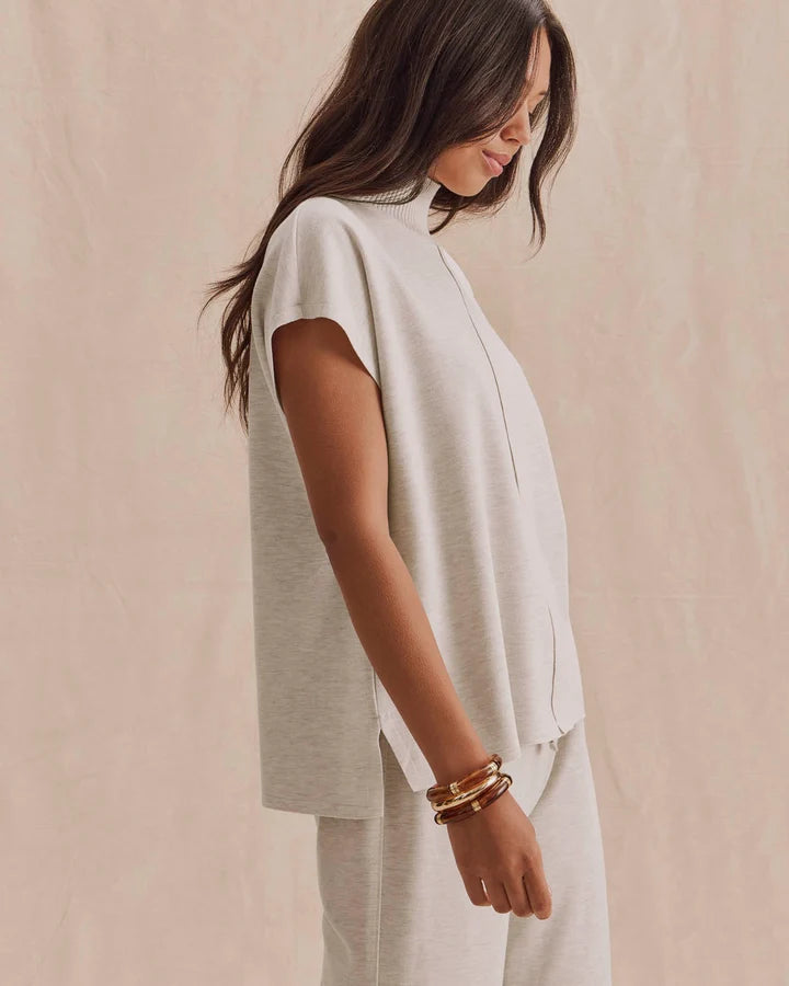 Splendid Winslow Mockneck Pullover in Pale Oak Heather