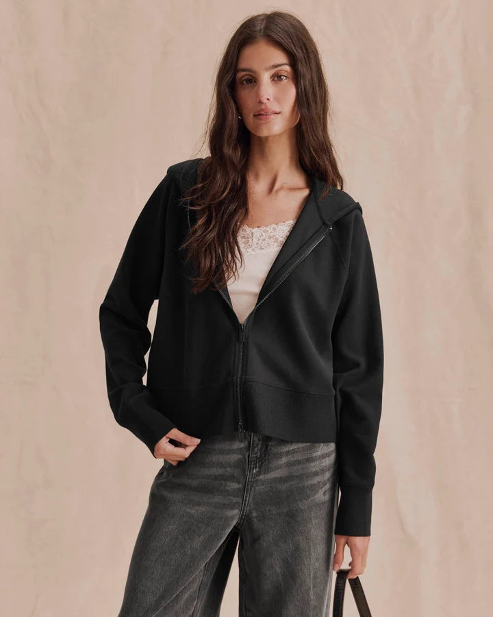 Splendid Winslow Zip Up Hoodie in Black