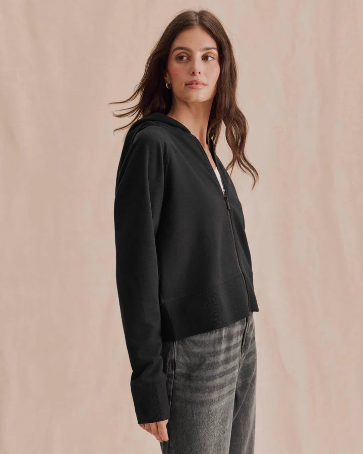 Splendid Winslow Zip Up Hoodie in Black