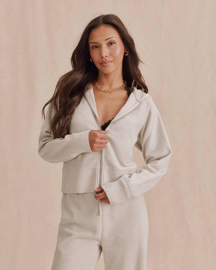 Splendid Winslow Zip Up Hoodie in Pale Oak Heather