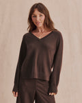 Splendid Tori Cashmere V Neck Sweater in Java