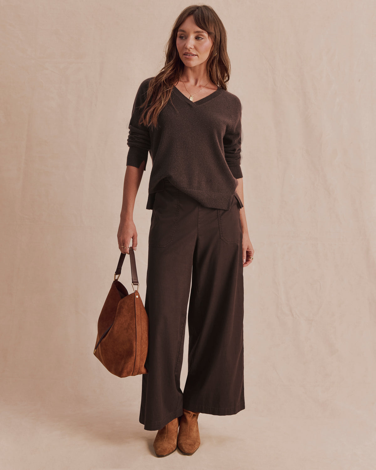 Splendid Tori Cashmere V Neck Sweater in Java