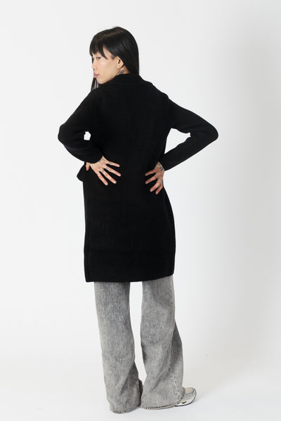 Lyla + Luxe Fiona One Button Long Fitted Coat Black