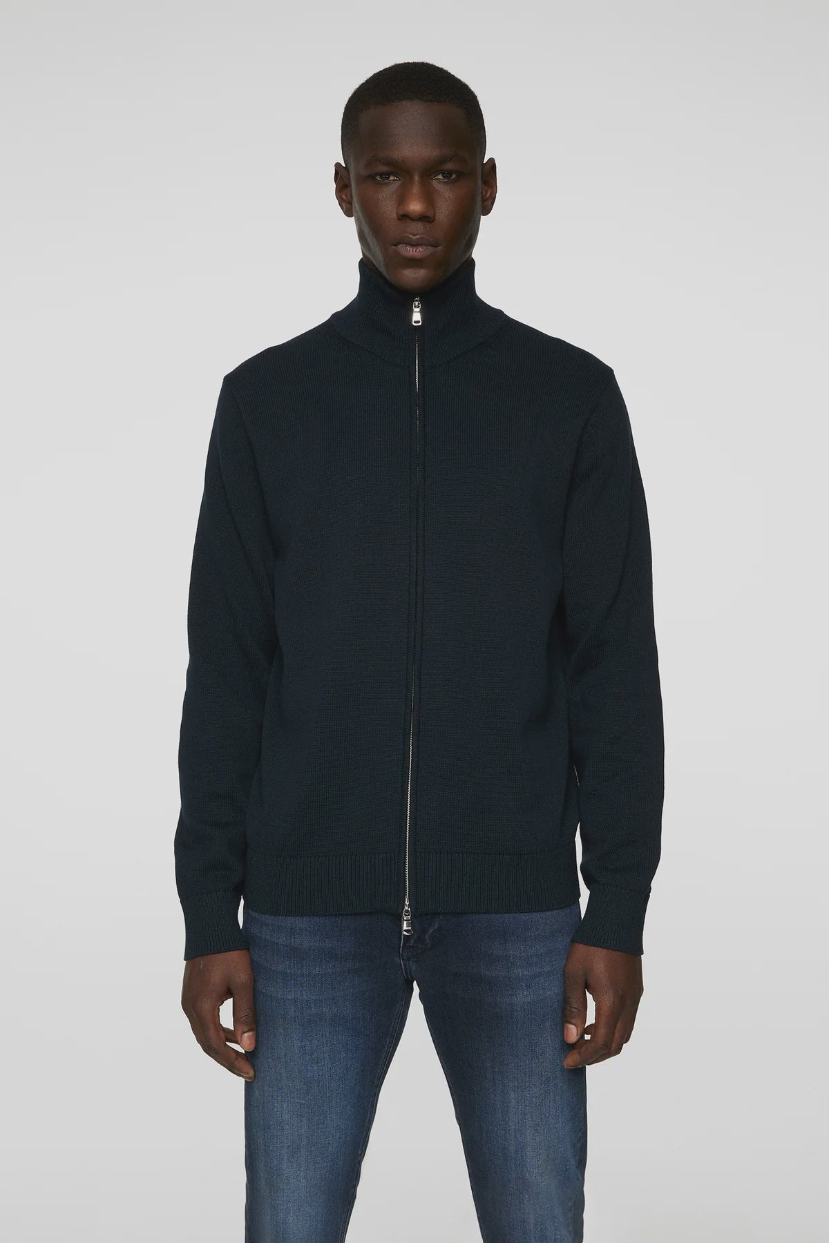 J.Lindeberg Alexis Full Zip Cardigan in JL Navy