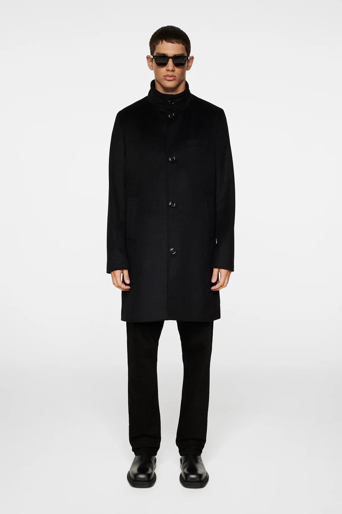 J.Lindeberg Jesse Melton Wool-Cashmere Coat in Black