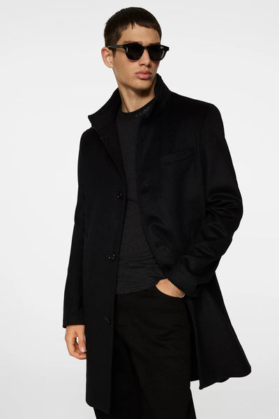 J.Lindeberg Jesse Melton Wool-Cashmere Coat in Black