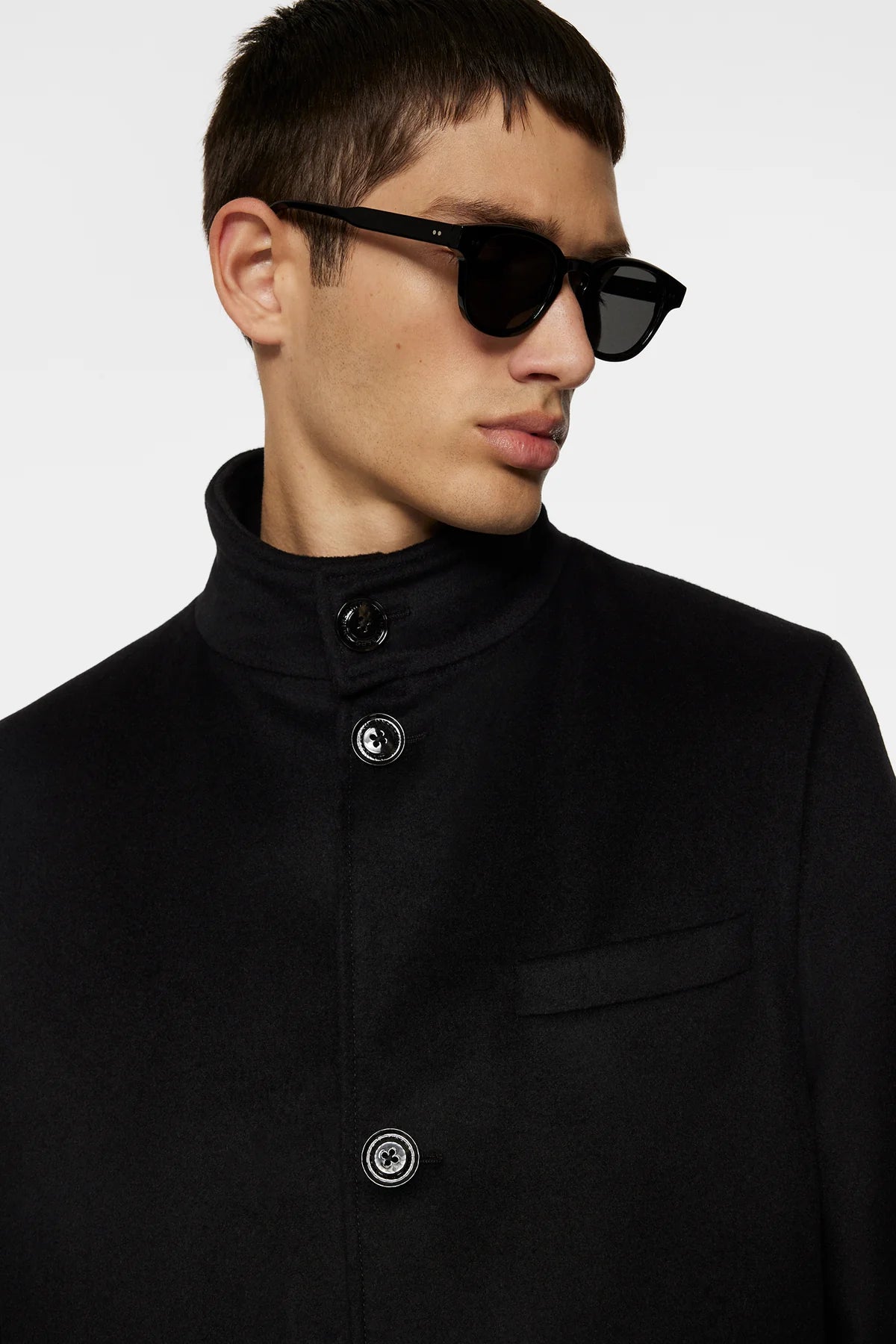 J.Lindeberg Jesse Melton Wool-Cashmere Coat in Black