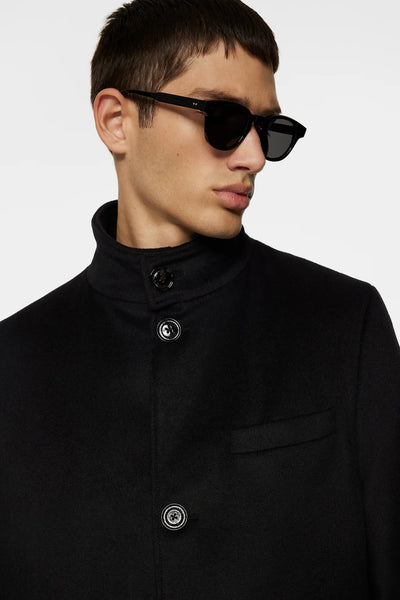 J.Lindeberg Jesse Melton Wool-Cashmere Coat in Black