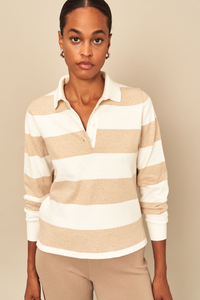 Wyeth Frances Washable Cotton Cashmere Polo in Sand