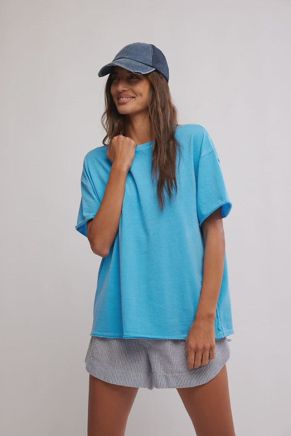 Free People Nina Oversize Boxy tee in Maliblue
