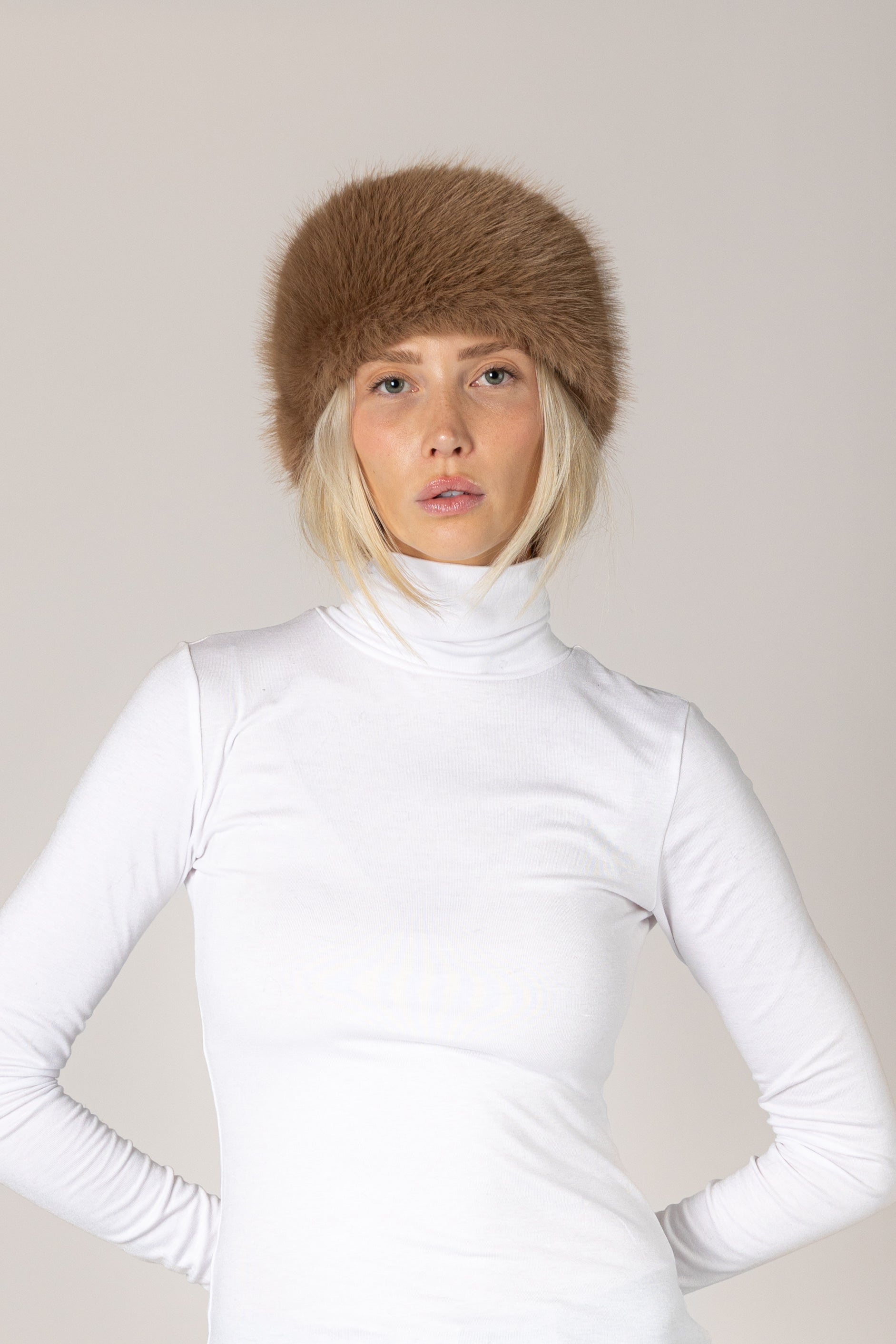 Lyla & Luxe Faux Fux Headband in Beaver