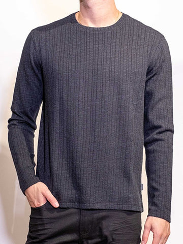 John Varvatos L/S Feeder Rib Tee - Black