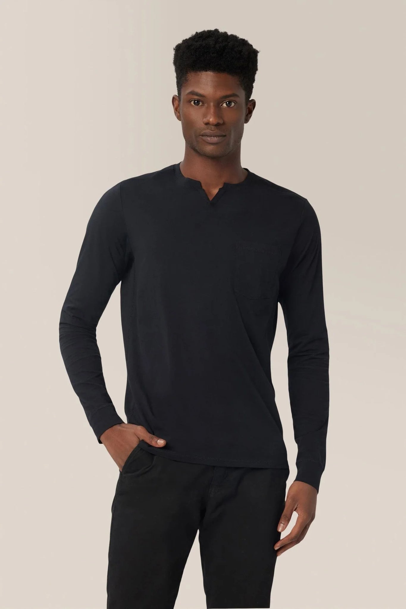 Good Man Brand Premium Cotton Jersey LS Victory V-Notch - Black