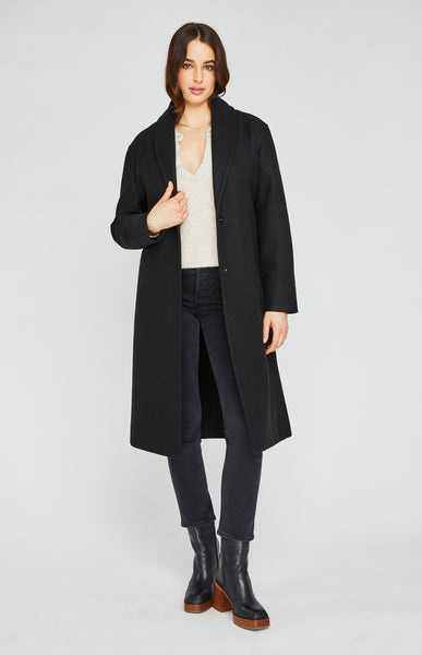Gentle Fawn Bennet Brushed Poly Knit Coat in Black