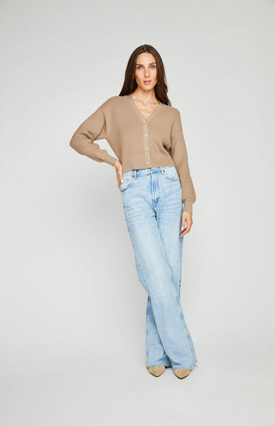 Gentle Fawn Orville V-Neck Ribbed Cardigan in Loden