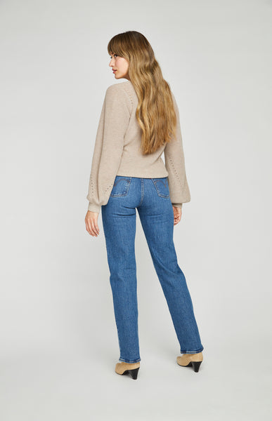 Gentle Fawn Hailey V-Neck Sweater in Heather Taupe