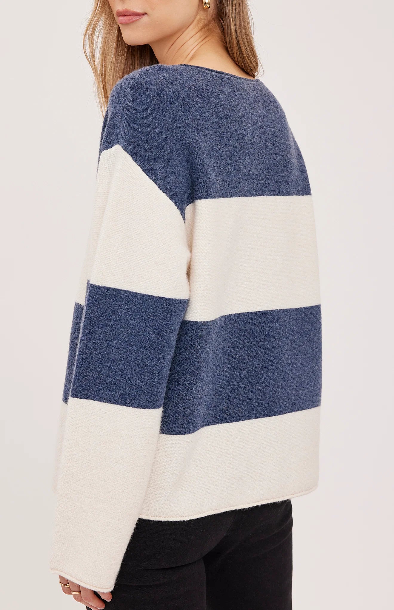 Gentle Fawn Annalise V-Neck Sweater in Navy Stripe