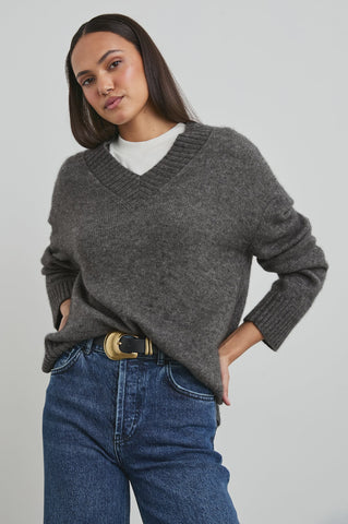 Rails Gisella V-Neck cashmere blend sweater in thunder