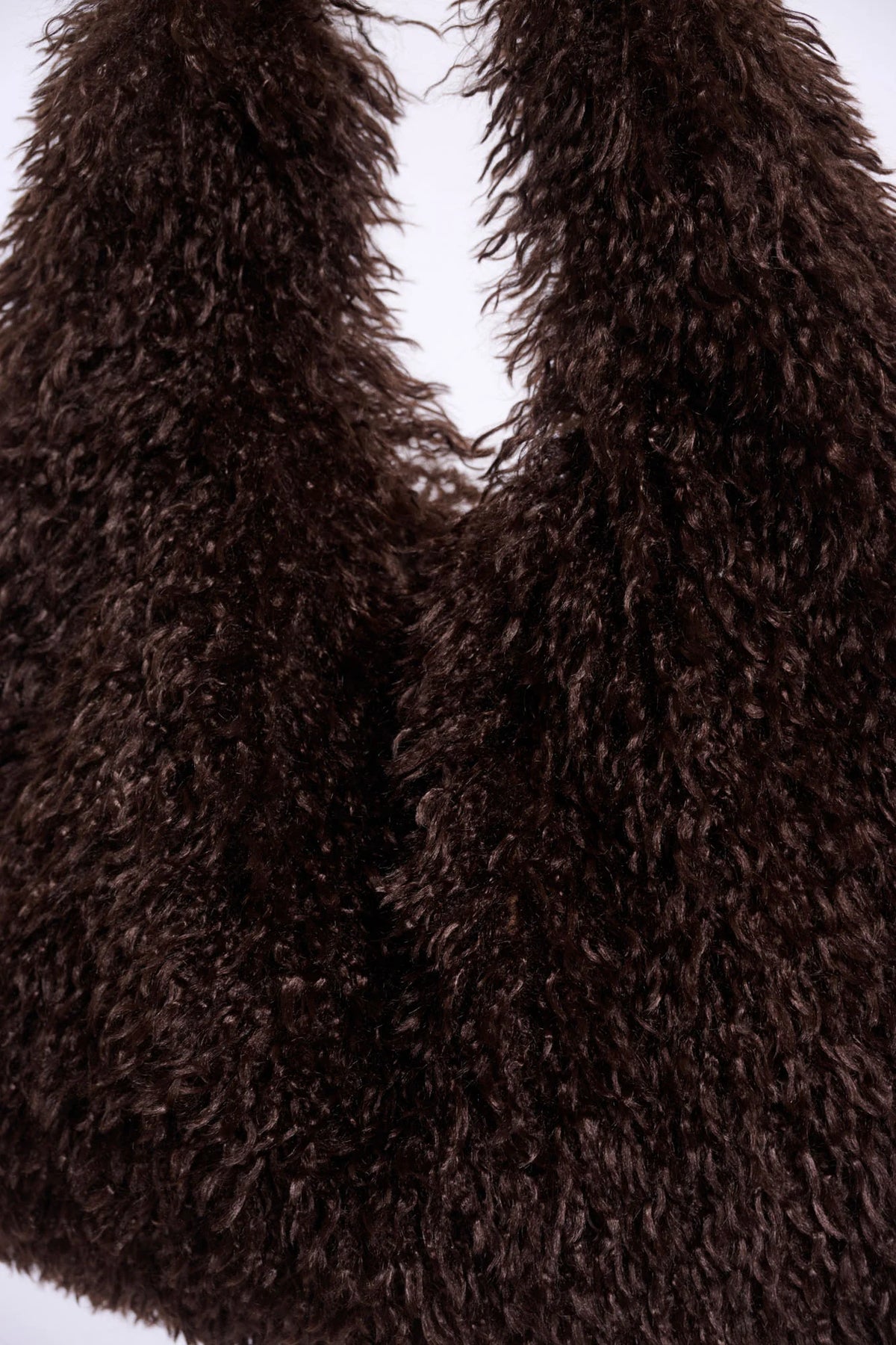 RINO & PELLE Gusta Faux Fur Shoulder Bag in Coffee Roast