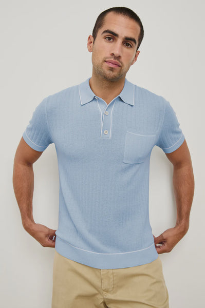 Rails Men's Hardy Polo Shirt - Light Blue Melange