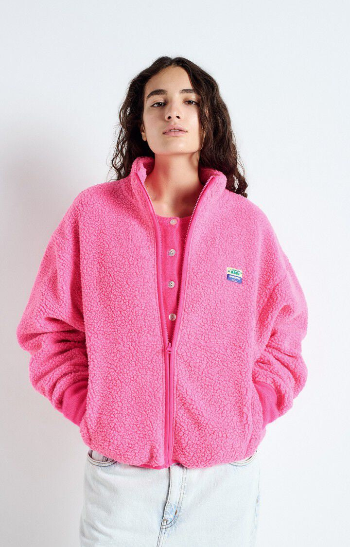 American Vintage HOKTOWN Fleece Jacket in Acid Pink Melange