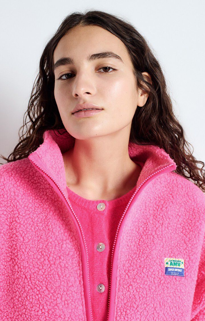 American Vintage HOKTOWN Fleece Jacket in Acid Pink Melange