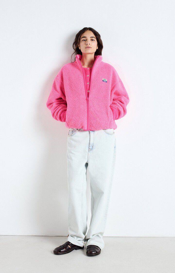 American Vintage HOKTOWN Fleece Jacket in Acid Pink Melange