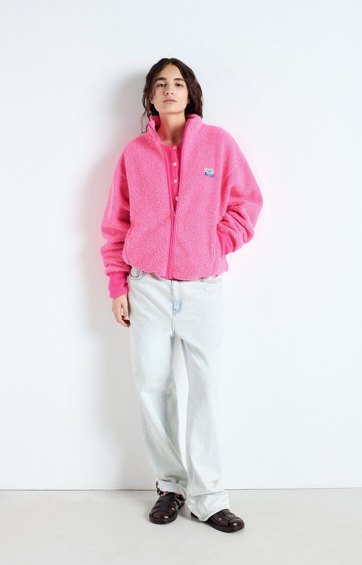 American Vintage HOKTOWN Fleece Jacket in Acid Pink Melange