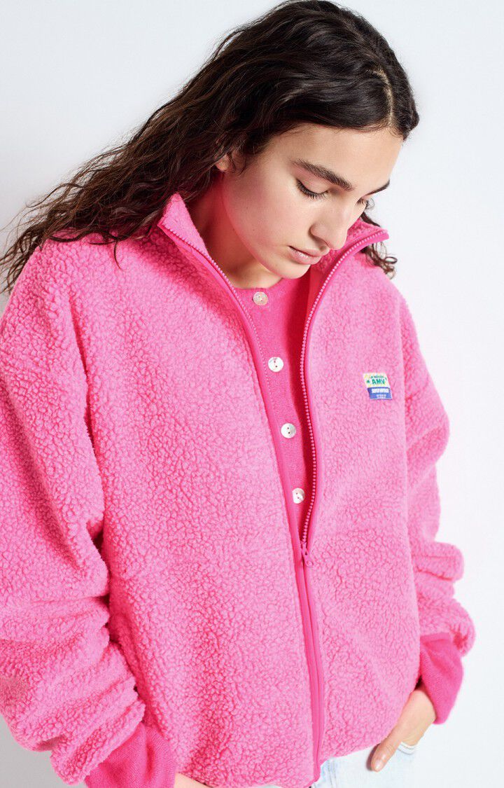 American Vintage HOKTOWN Fleece Jacket in Acid Pink Melange