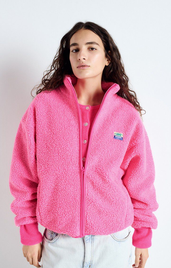American Vintage HOKTOWN Fleece Jacket in Acid Pink Melange