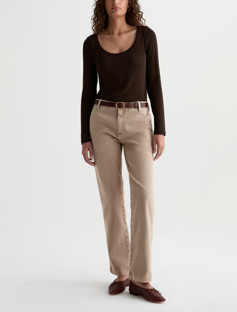 AG Brinley Mid-Rise Trouser Pant in Sulfur Studio Tan