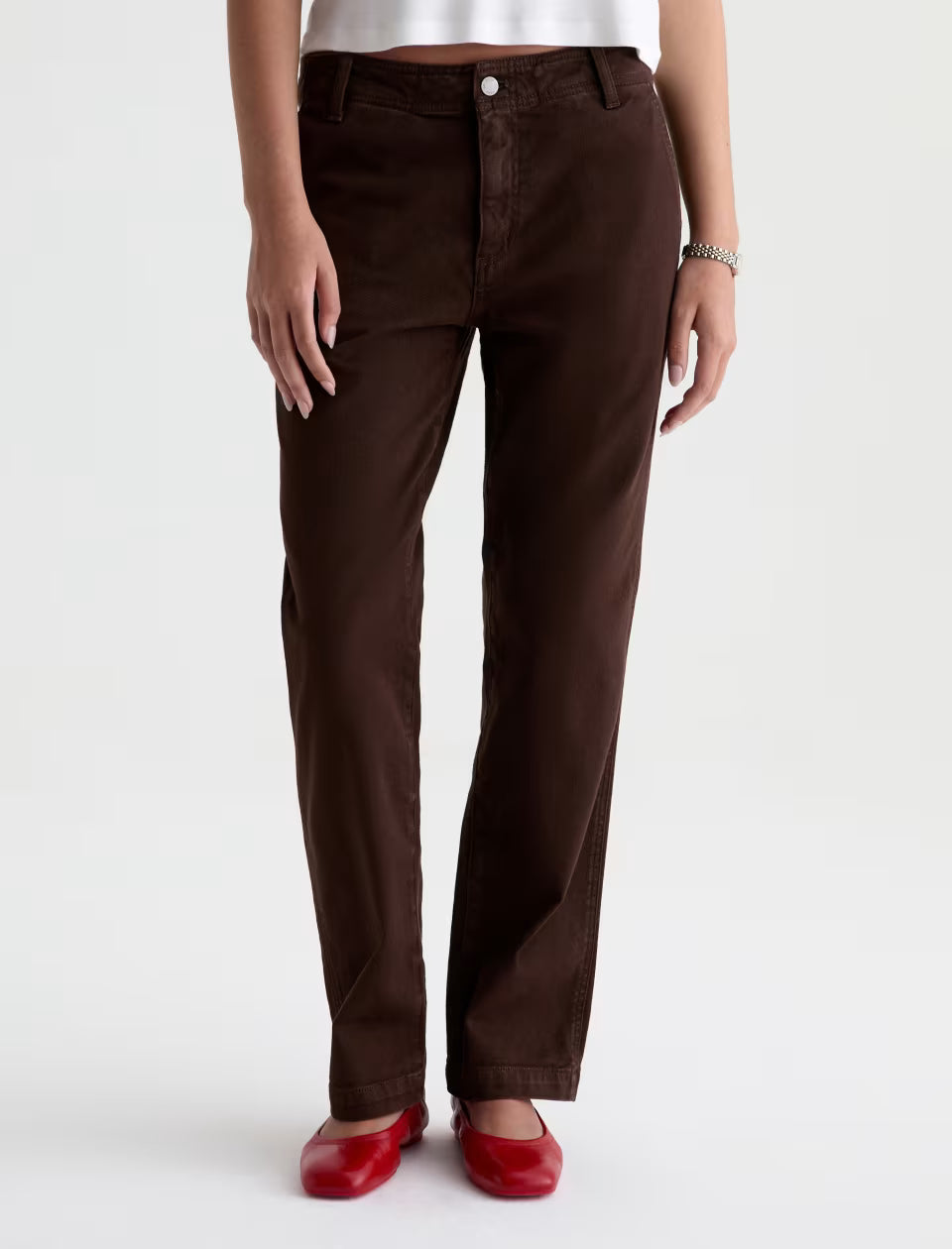AG Brinley Mid-Rise Trouser Pant in Sulfur Wood Brown