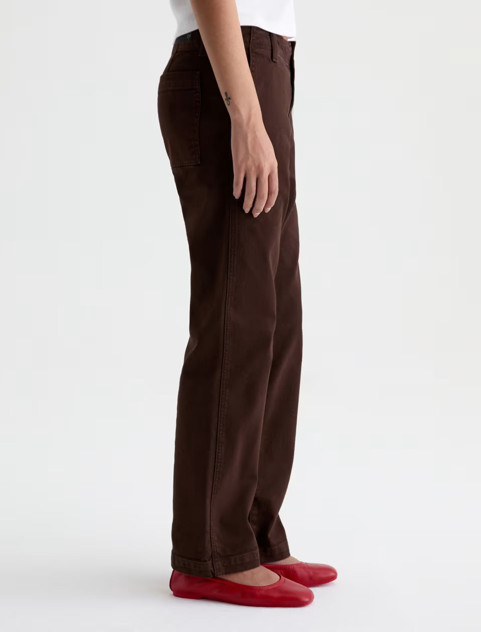 AG Brinley Mid-Rise Trouser Pant in Sulfur Wood Brown