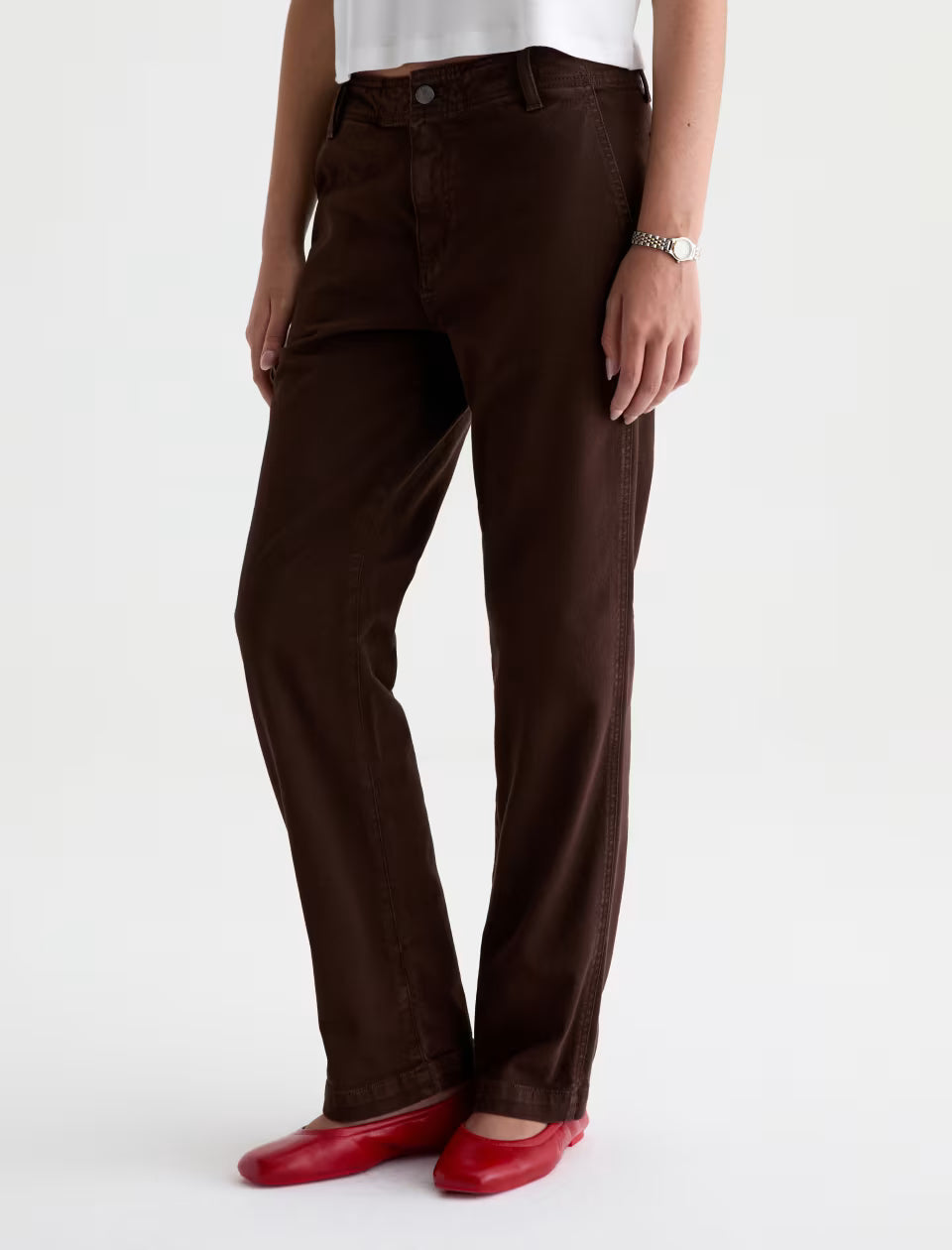 AG Brinley Mid-Rise Trouser Pant in Sulfur Wood Brown