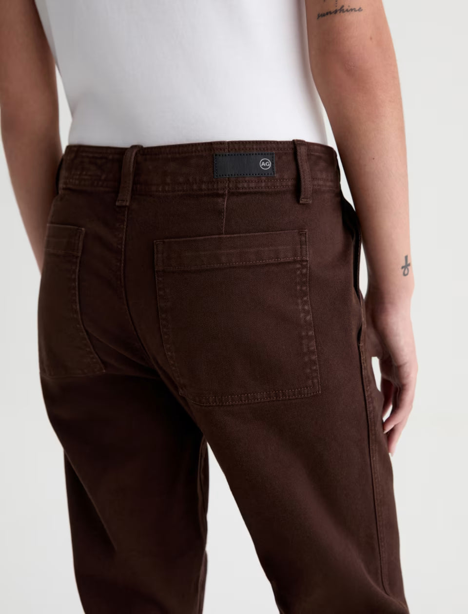AG Brinley Mid-Rise Trouser Pant in Sulfur Wood Brown