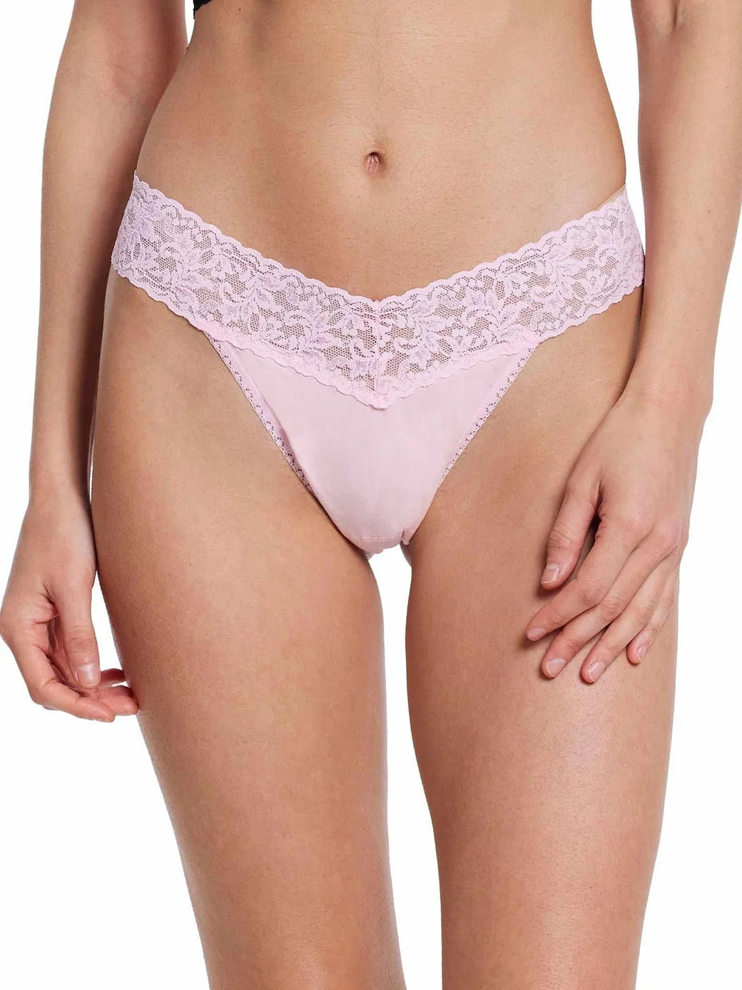 hanky panky original rise supima cotton thong in Bliss Pink