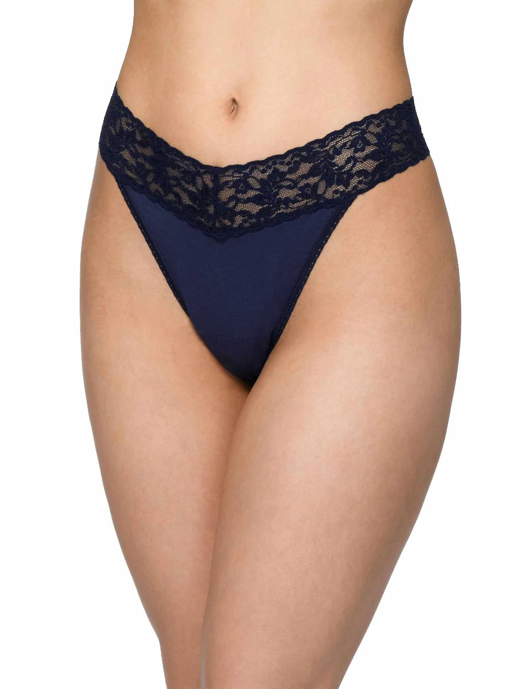 hanky panky orginal rise supima cotton thong in Navy