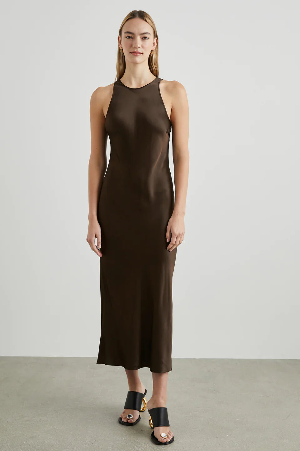 Rails Solene Satin Crepe Sleeveless Maxi Dress in Espresso