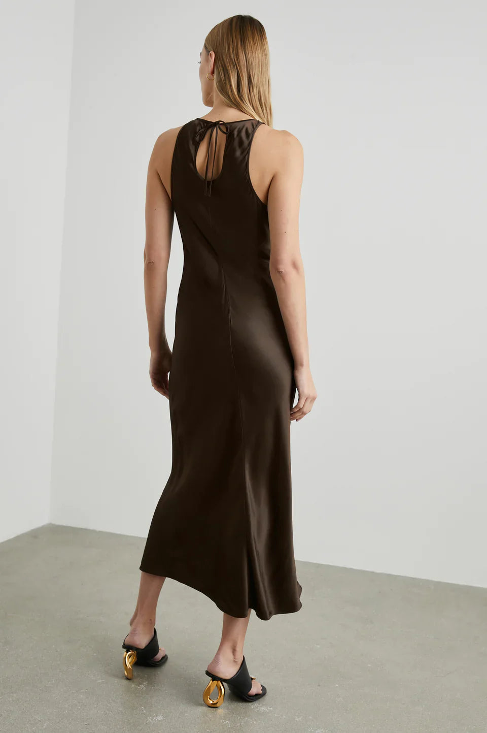 Rails Solene Satin Crepe Sleeveless Maxi Dress in Espresso