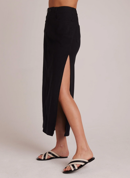 Bella Dahl Indigo Linen Cotton Side Slit Skirt in Black