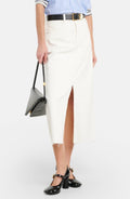 FRAME The Midaxi Front Slit Denim Midi Skirt in Ecru