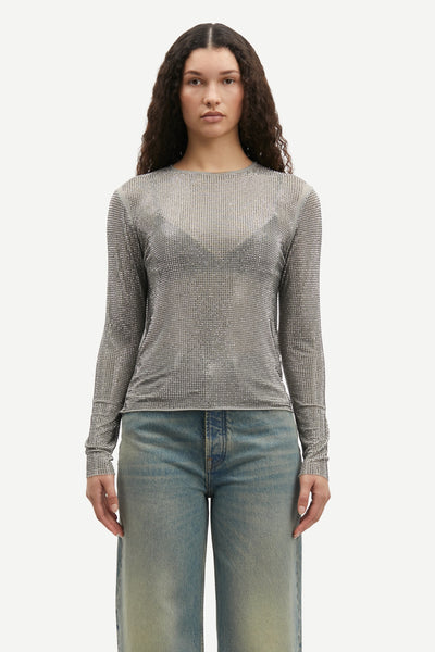 Samsoe Samagda 15310 Mesh Texture L/S in Light Grey