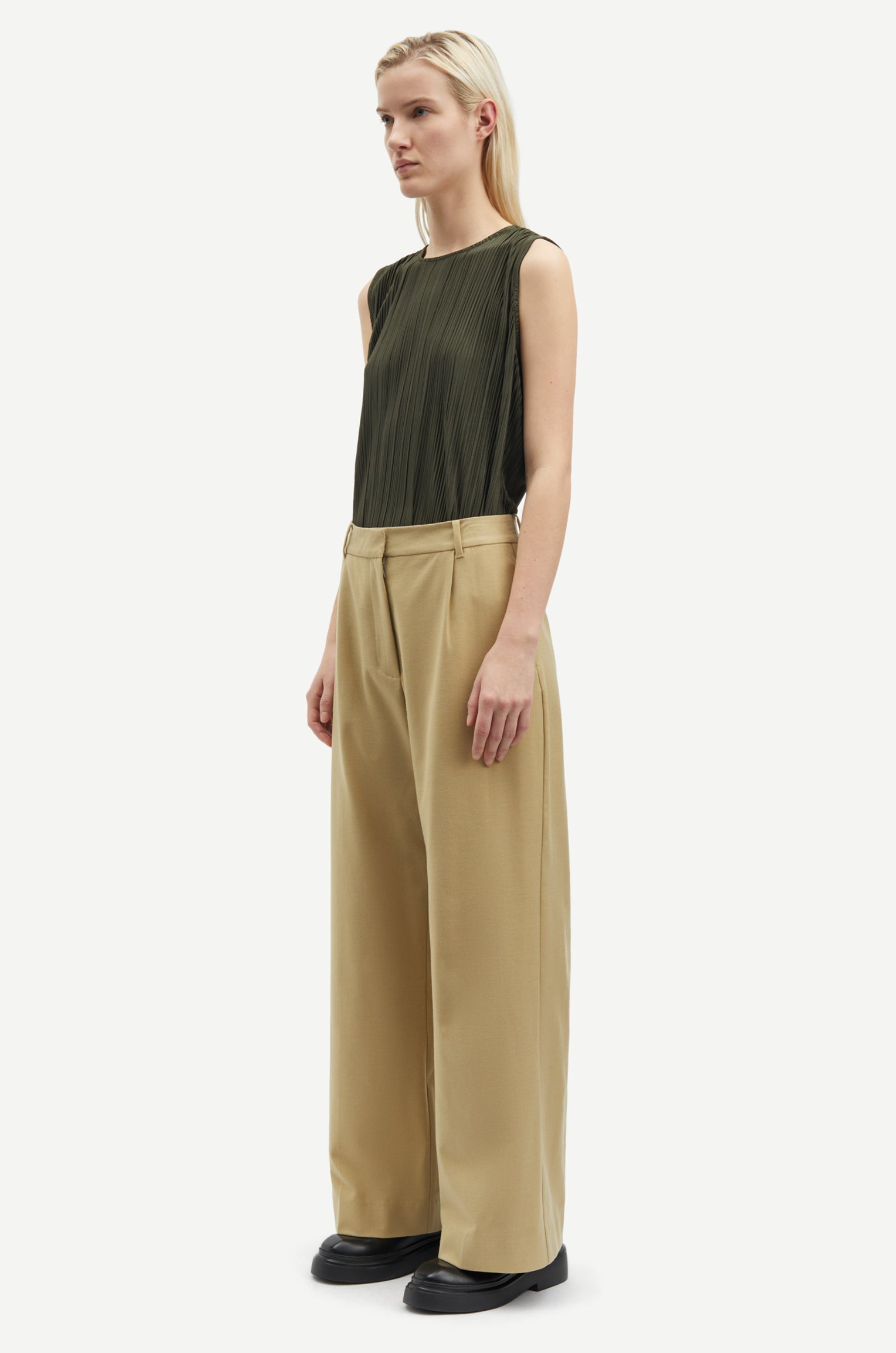 Samsoe Sauma O-N 10167 Plisse Sless Top Forest Night