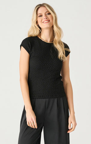 Black Tape Short Sleeve Drop Shoulder Texture T in black