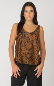 Black Tape Sleeveless Scoop Neck Tank in Leopard Spots