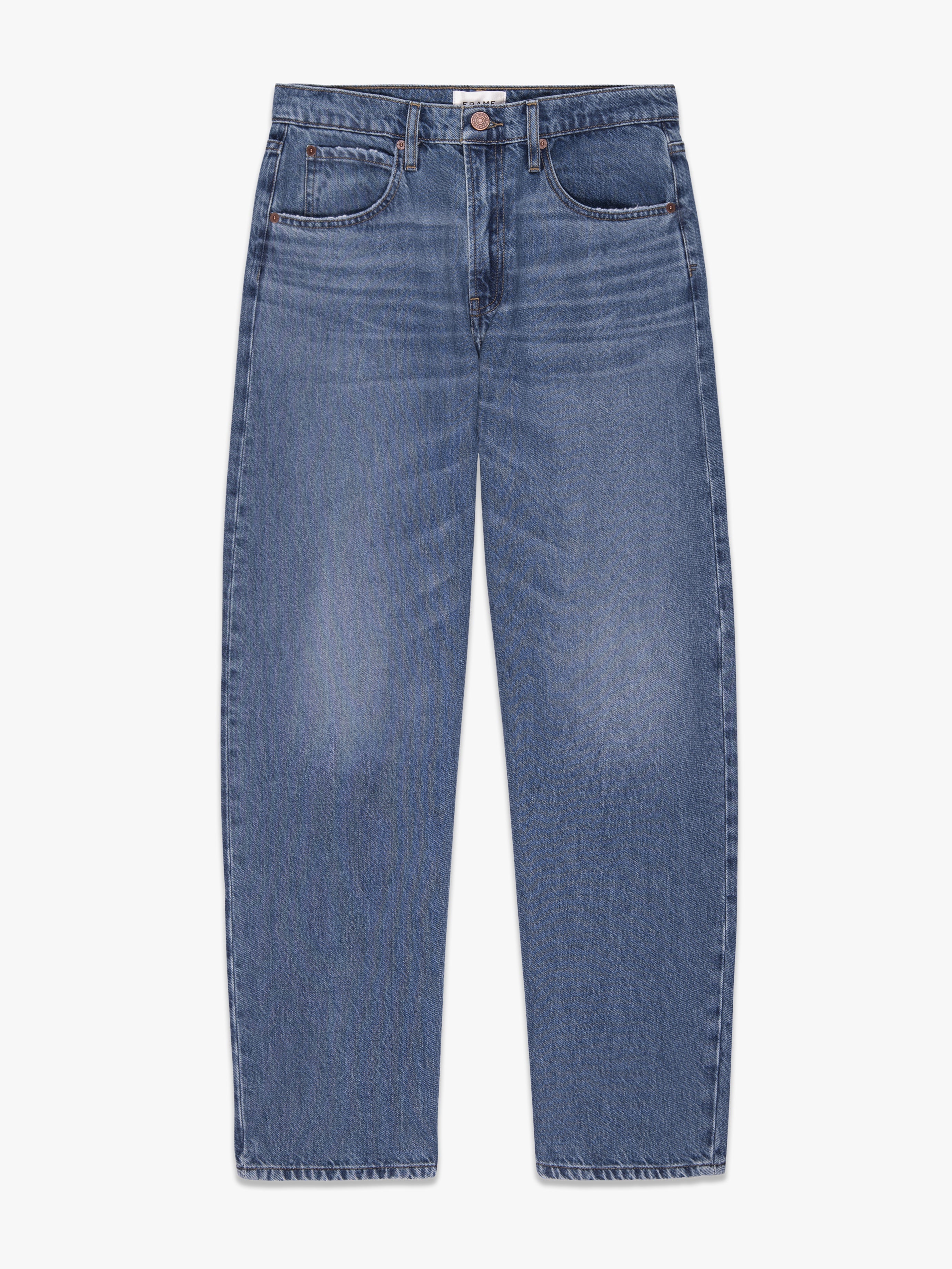 FRAME Low Slung Barrel Jean in Caramia