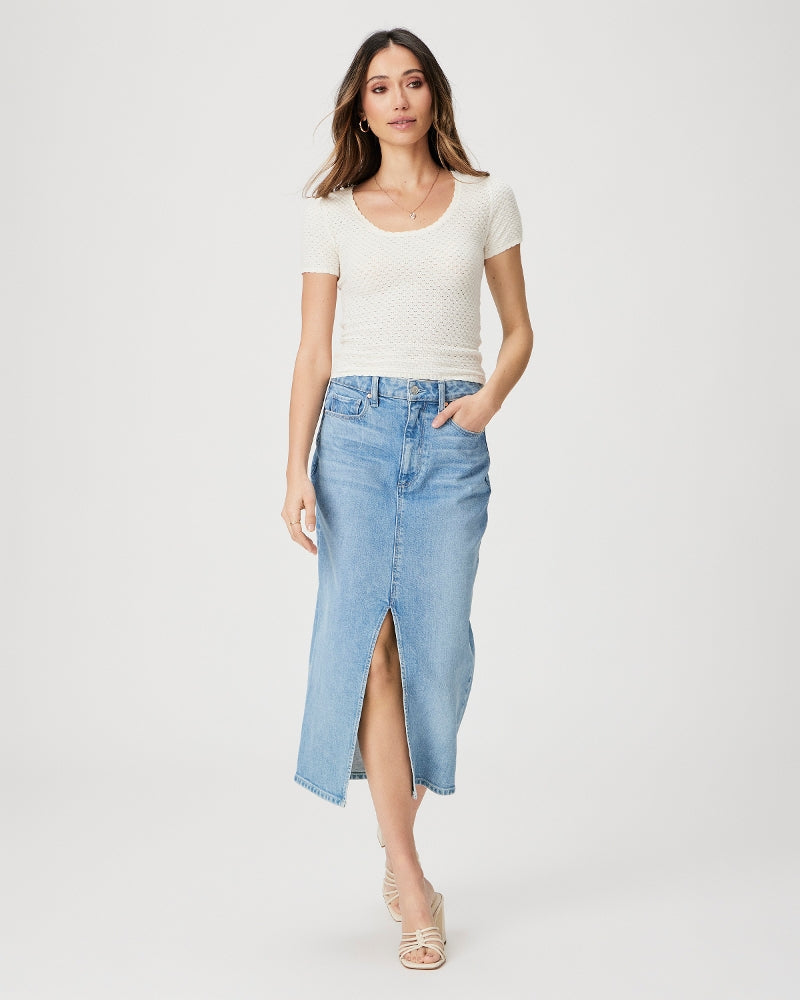 Paige Angela Midi Front Slit Skirt in Ysabel
