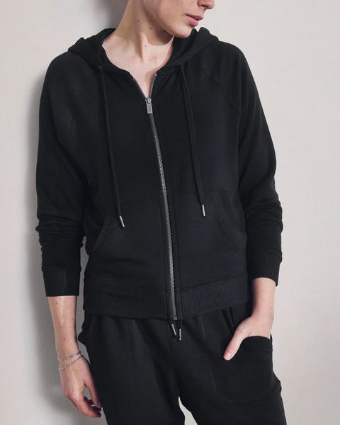 Splendid Supersoft Zip Up Hoodie in Black