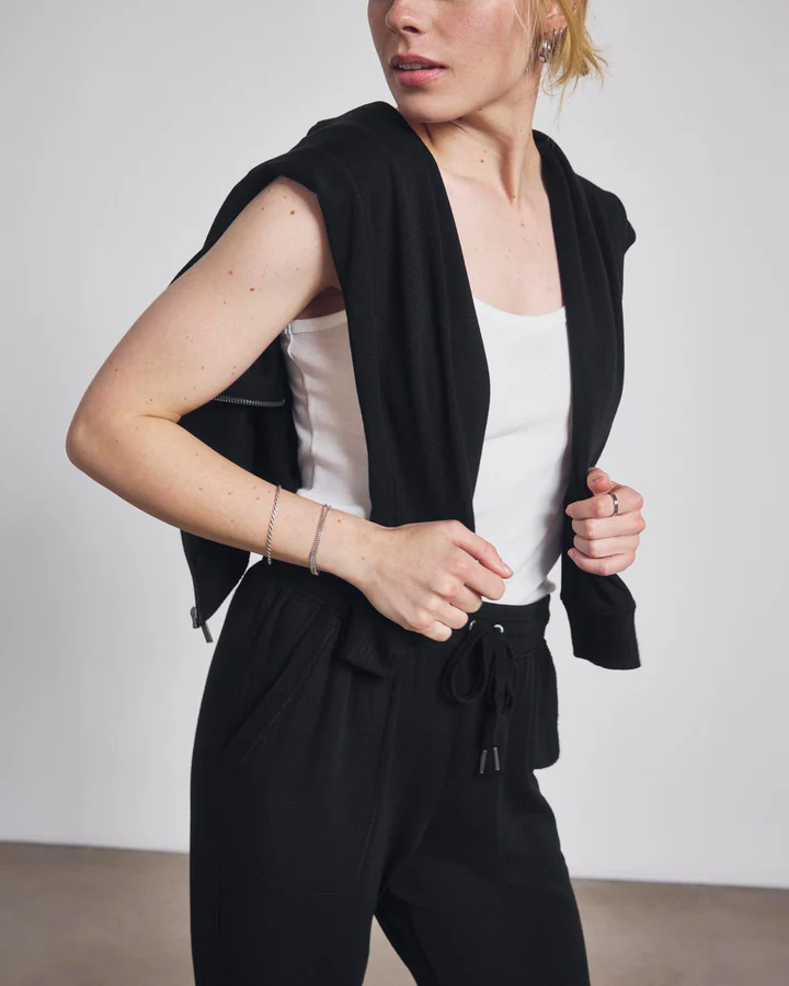 Splendid Supersoft Zip Up Hoodie in Black