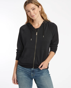 Splendid Supersoft Zip Up Hoodie in Black